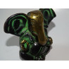 Small patinated modern Ganesh in green and black - 7 cm