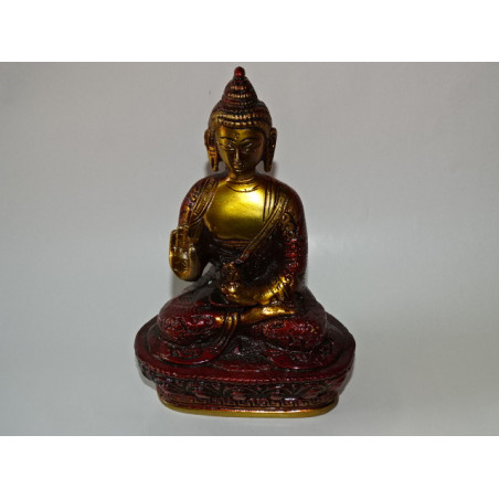 Statue en bronza du Buddha médecine patiné dorée et marron - 17 cm
