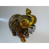 Elephant de cérémonie avec clochette et patine dorée et marron