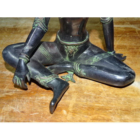 Large bronze statue of Parvati with green patina