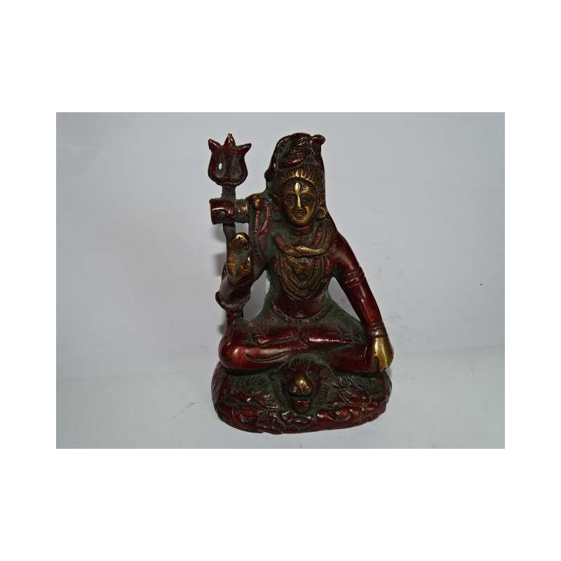 Petite statue de Shiva en bronze avec patine marron