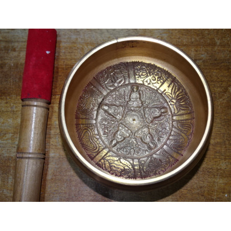 Damask singing bowl with Buddha inside (13 cm in diameter)