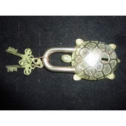 padlock brass turtle green
