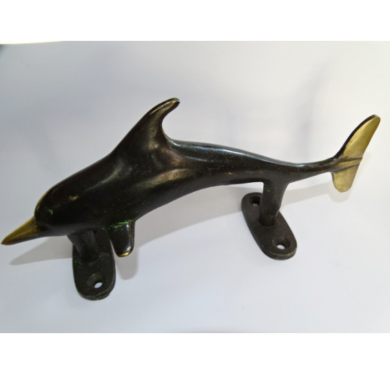poignée en bronze dauphin patine foncée