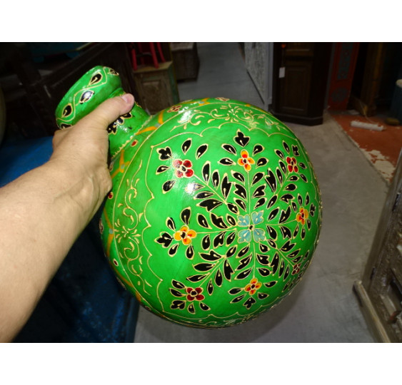 Jarre à eau en métal peinte à la main verte 42 cm